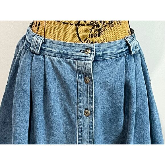 Vintage Diversity Sport Button Pleated Denim Poodle Skirt Women’s S 27” - Picture 2 of 13